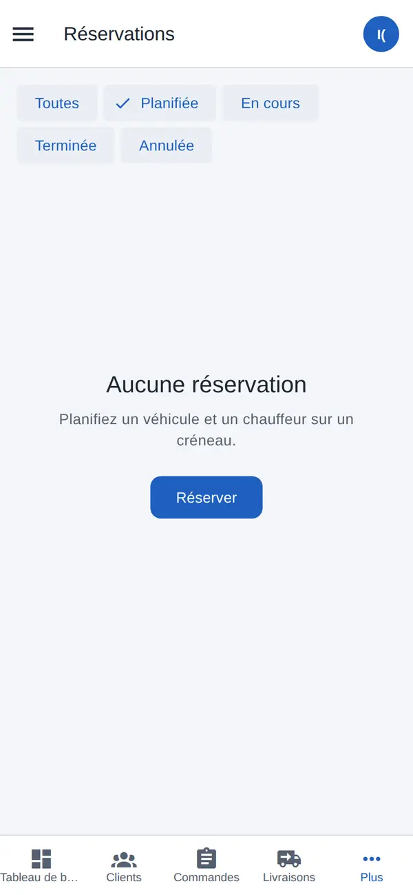 Planning des réservations de véhicules